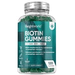 Biotin Gummies - 5000mcg - 120 Gummies with Vitamin A, B, C, D, E & Selenium - Hair, Nails & Skin Vitamins - Natural Raspberry & Blueberry Flavoured Vitamin B7 Gummies - Chewable Biotin Hair Gummies