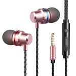 (Rose Gold) Extra Bass In-Ear hörlurar Handsfree hörlurar för mobiltelefon Dator PC Laptop