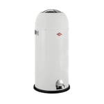 WESCO Kickmaster Maxi Poubelle de couleur blanc mat, tôle d'acier revêtue par pulvérisation, amortisseur intégré, volume de 40 litres, grande ouverture