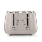 De'Longhi Eclettica Toaster 4 Slot Toaster Reheat/Defrost Stainless Steel Beige