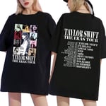 Taylor Swift The Eras Tour Internationell Herr & Dam Kort T-shirt Rund Krage Tryckt Svart Black S