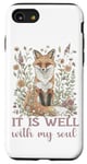 Coque pour iPhone SE (2020) / 7 / 8 It Is Well With My Soul Religieux Christian Fox Cottagecore