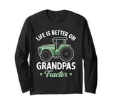 Life Is Better On Grandpas Tractor Boy Farm Tractor Kids Long Sleeve T-Shirt