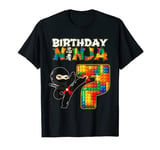 Ninja 7th Birthday Party - 7 Building Blocks Brick Boy T-Shirt