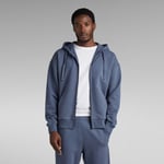 Essential Loose Zip Thru Hooded Sweater - Medium blue - Men