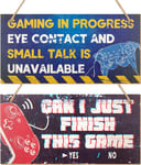 2  Pcs  Funny  Gaming  Signs  Just  Finish  This  Game  Wooden  Sign  Hanging  G