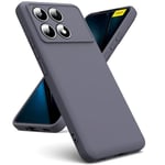 Oududianzi-Coque Compatible avec Xiaomi Poco F6 Pro 5G, [Coque Silicone Liquide] [Intérieur Microfibre] Souple Étuis en Caoutchouc Housse Antichoc Protection Bumper Coque Poco F6 Pro 5G-Gris Lavande