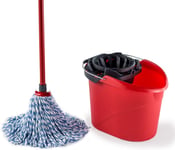 Vileda Turbo Microfibre Mop & Bucket Set Head Spin Mop for Cleaning Floors Red