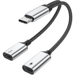 USB C-splitter med PD 60W snabbladdning och dataöverföring (stöder digitala hörlurar, INTE för bildskärm), USB C till USB C honadapter