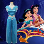 Aladdin Jasmine Princess Kostym Fancy Dress Up Carnivals Halloween Cosplay Party Outfits Dark Blue S