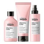 L'Oréal Professionnel Serie Expert Vitamino Colour Shampoo, Conditioner and 10-in-1 Spray Routine, Boosts Radiance and Shine, For Coloured Hair, 300 ml, 200 ml and 190 ml