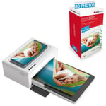 AGFA PHOTO Pack Imprimante Realipix Moments + Cartouches et papiers 80 photos supplementaires - Impression Bluetooth Photo 10x15 cm Smartphone Apple et Android, 4Pass Sublimation Thermique - Blanc