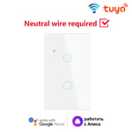 TUYA-Joli d'éclairage intelligent WiFi,1,2,3/4 gangs,US,besoin de melon al line,panneaux muraux tactiles,maison intelligente via Alexa Google Home - Type 2Gang White