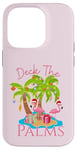 iPhone 14 Pro Deck The Palms Trees Christmas Lights Flamingos Coastal Case