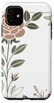 Coque pour iPhone 11 Rose florale botanique, style minimaliste, roses d'amour