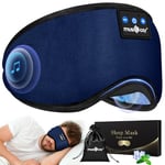 Musicozy Sleep Headphones Bluetooth Eye Mask,Soft Sleep Mask Headphones -100% Blackout Sleep Masks with Thin Speakers & 16 Hrs Playtime for Long Time of Comfortable Sleeping,Unisex Gifts for Men Women