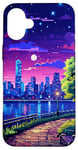 iPhone 16 Plus New York City Evening Synthwave Retro Pixel Art Case