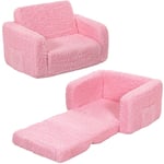 1pc Canapé pliable pour enfants, Canapé-lit Enfant 2 en 1 Fauteuil pour Chambre à Coucher Salle de Jeux - Rose