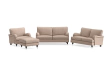 Howard Classic Sofagruppe 3+2-seter+Lenestol+Fotskammel - Mørk beige sofagruppe Beige