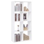 WOLTU Bibliothèque, Étagère Rangement, Meuble de Rangement, Bibliothèque à 4 Niveaux, Meuble Cube avec 8 Compartiments Ouverts, en Bois d’Ingénierie, Blanc, 71x29x140.5cm