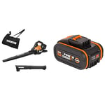 WORX WG583E.9 36V (40V MAX) Dual Battery Brushless Leaf Blower/Vacuum - (Tool only - battery & charger sold separately) & WA3553 20V 4.0Ah Lithium Battery with Powershare Battery Platform