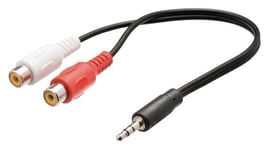 Câble adaptateur audio jack 3,5 mm stéréo mâle vers 2x rca femelles 0,20 m noir