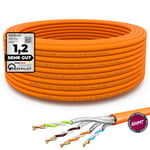 15m CAT 7 Câble Ethernet RJ45 LAN Câble réseau S/FTP PiMF Internet d'installation en Cuivre solide Certifié GHMT pour Switch, Prise, Serveur, PC LSZH Sans halogène AWG 23 orange