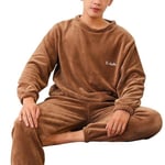 Vinter Pyjamas Set Tjock Varm Flanell Hemkläder Herr Lounge Set Kvinnlig Pyjamas Hemmakläder Kostym large size(70-80kg)