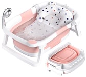 Rabb 1st Baignoire Bébé Pliable, La Baignoire Enfant Convient aux Nouveau-Nés aux Tout-Petits et Dispose d'un Tapis Antidérapant et de Trous de Drainage. (Pas de Thermomètre !)(Rose)