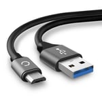 Câble USB pour TomTom Via 62, Via 52, Via 135, 400, GO 510 (2013) 520 (2016) 5200, GO 610 6100, GO 620 - 2m Fil charge data 2A gris cordon Nylon