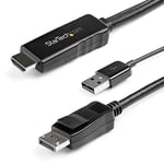 StarTech.com 3m HDMI to DisplayPort Adapter Cable with USB Power - 4K 30Hz Active HDMI 1.4 to DP 1.2 Converter (HD2DPMM3M)