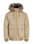 JACK & JONES Jjconstruct Bomber en Fausse Fourrure Blouson, Sable, S Homme