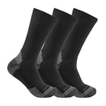 Carhartt Men's Midweight Cotton Blend Sock 3 Pack, Black, XL