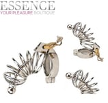 Impound Corkscrew Male Chastity Device with Urethra-Plug & Padlock Penis Cage