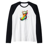 Christmas Socks Decorations Xmas Season Ornaments Raglan Baseball Tee