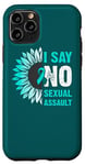 Coque pour iPhone 11 Pro Ruban bleu-vert, Tournesol, I Say No Sexual Assault