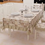 PETTI Artigiani Italiani - Nappe de Table, Nappe, Nappe de Table, Nappe plastifiée avec Motif bouclé en Coton Lidia Beige X6 Places (140 x 180 cm) 100% fabriquée en Italie