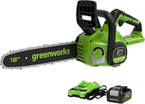 Greenworks Tronçonneuse à Batterie avec Moteur Sans Balais, Longueur  Guide-Chaîne 14 Pouces (35cm), Vitesse de Chaîne 12 m/s, 3,5 kg,  Anti-Rebond, 2 Batteries 40V 2Ah, Chargeur-GD40CS15K2X : : Jardin