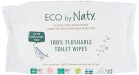 Eco by Naty, Lot de 504 lingettes humides jetables (12 x 42 lingettes) pour bébé compostables à base de plantes, 0% plastique, sans produits chimiques nocifs