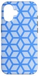 Coque pour iPhone 16 Blue Cubes Hexagons Geometric Optical Illusion Pattern