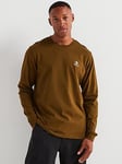 Converse Standard Fit Left Chest Star Chev Emb Long Sleeve T-Shirt - Khaki, Green, Size M, Men