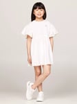 Tommy Hilfiger Kids' Organic Cotton Broderie Anglaise Flared Dress, Ancient White