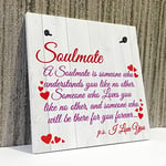 RED OCEAN Soulmate I Love You Cute Hanging Heart Plaque Valentines Day Couples Relationship Present Sign Secret Santa