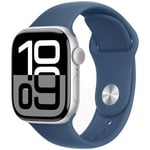 Apple Watch Series 10 GPS 42mm Silver Aluminium Sport Band S/M MWWA3 - Unisex - 42 mm - Smartklokke - Quartz med lader