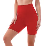 SINOPHANT Short Femme Sport été à Taille Haute Cycliste Legging Court Shorty Anti Frottement Cuisse Short sous Robe sous Jupe(S-M,1 Rouge)