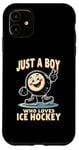 Coque pour iPhone 11 Just a Boy Who Loves Palet de hockey sur glace pour garçon