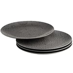 MÄSER 935077 Série Tiles Lot de 4 grandes assiettes rondes de style vintage moderne en céramique - Idéales également comme assiettes à pizza et assiettes de service, finition mate, grès, noir