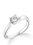 Love DIAMOND 9ct White Gold 4 Claw Twist Design 0.25ct Diamond Solitaire Ring, White Gold, Size M, Women