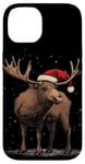 iPhone 14 Christmas Magic Moose in Santa Hat Costume for Cozy Xmas Case