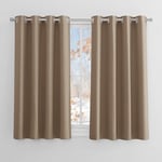 PONY DANCE Rideaux Thermique - Rideau de Fenêtre Draperies à Oeillets Lumineux Bloquer Anti UV pour Decoration Maison Chambre, 132 cm Largeur sur 137 Hauteur, Cappuccino, 2 Pièces